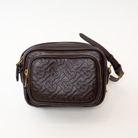 Burberry Brown Debossed Monogram Leather Crossbody Bag