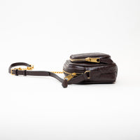 Burberry Brown Debossed Monogram Leather Crossbody Bag
