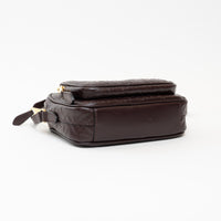 Burberry Brown Debossed Monogram Leather Crossbody Bag