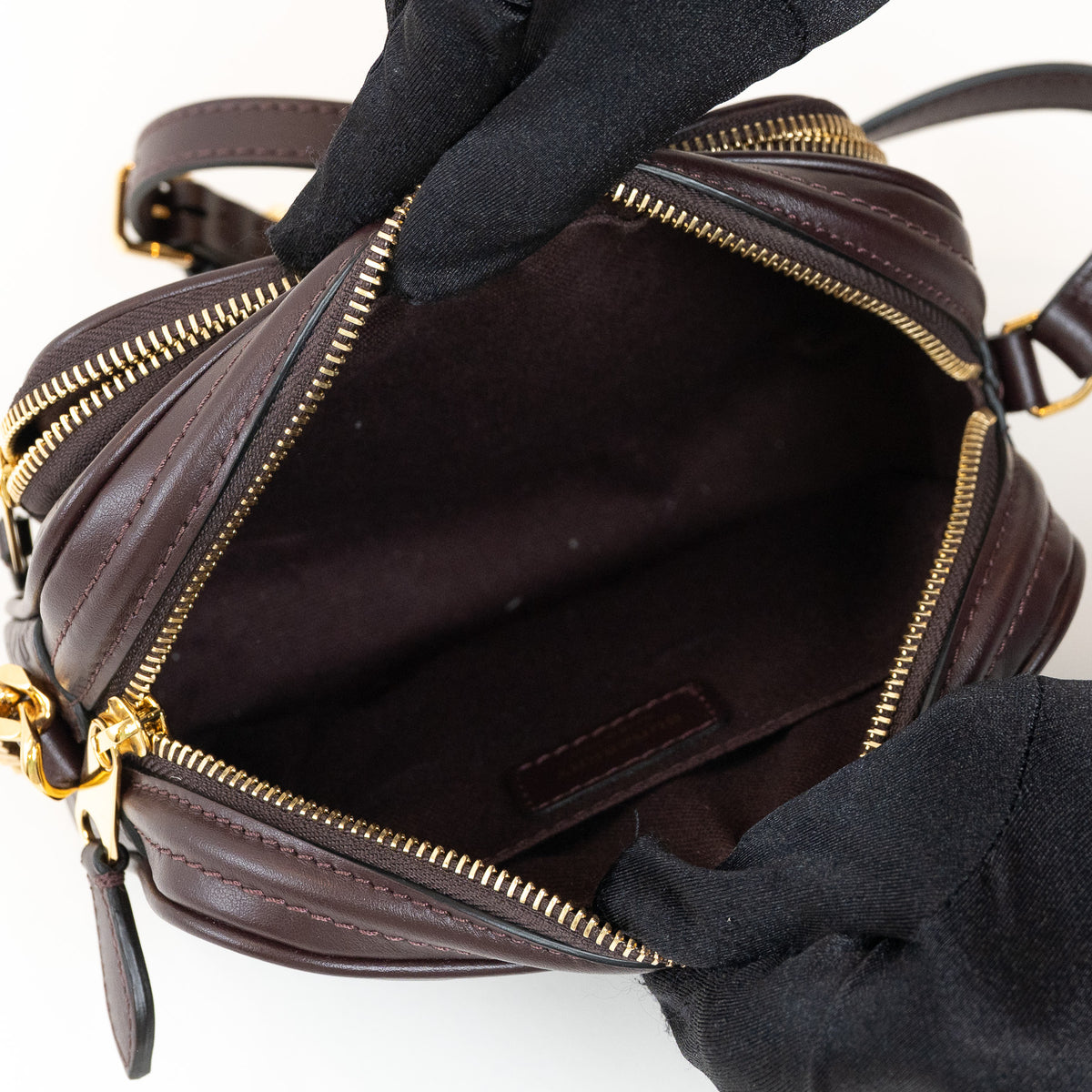 Burberry Brown Debossed Monogram Leather Crossbody Bag