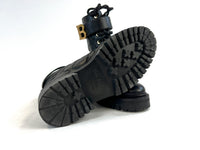 Pre-Loved Black Quilted Leather with Gold Tone Logo/Hardware Lace Up Combat Boots.(bottom)