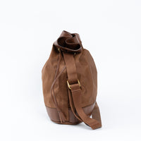 Moschino Brown Nylon and Grained Leather Bucket Bag