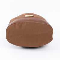 Moschino Brown Nylon and Grained Leather Bucket Bag