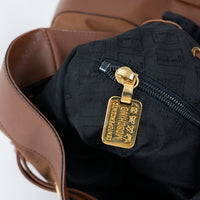 Moschino Brown Nylon and Grained Leather Bucket Bag