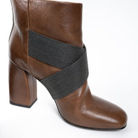 Brunello Cucinelli Brown Leather Block Heel Boots Size 37