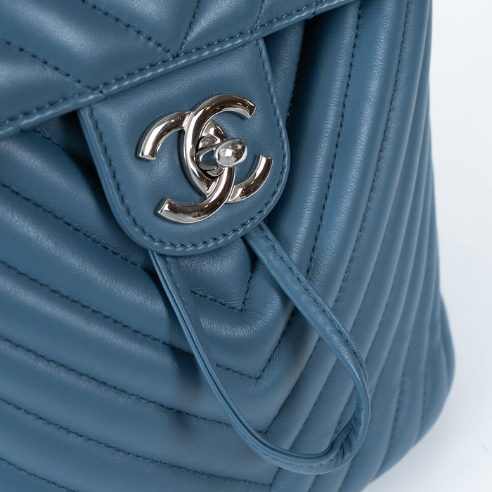 Pre-Loved Chanel ™ Blue Lambskin Leather Chevron Urban Spirit Backpack