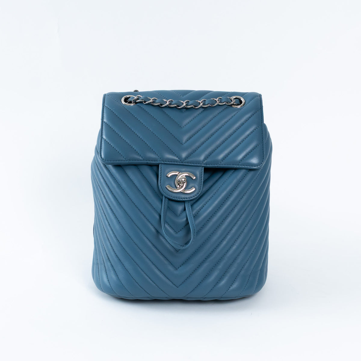 Pre-Loved Chanel ™ Blue Lambskin Leather Chevron Urban Spirit Backpack