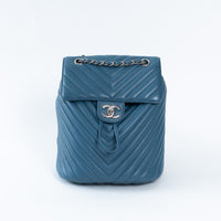 Pre-Loved Chanel ™ Blue Lambskin Leather Chevron Urban Spirit Backpack
