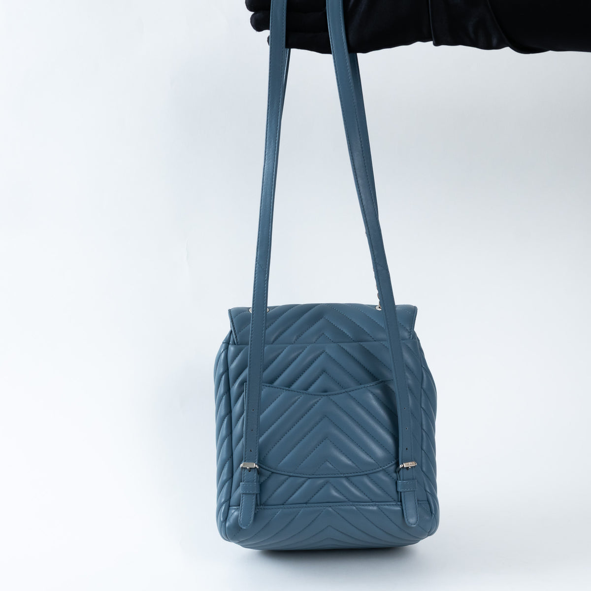 Pre-Loved Chanel ™ Blue Lambskin Leather Chevron Urban Spirit Backpack