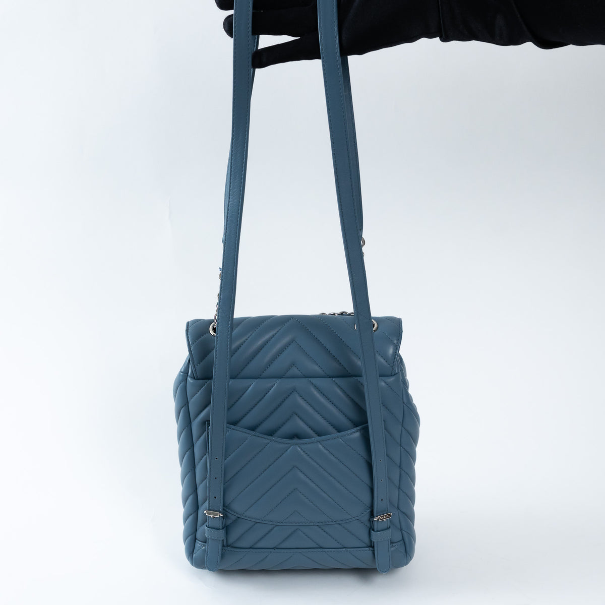 Pre-Loved Chanel ™ Blue Lambskin Leather Chevron Urban Spirit Backpack