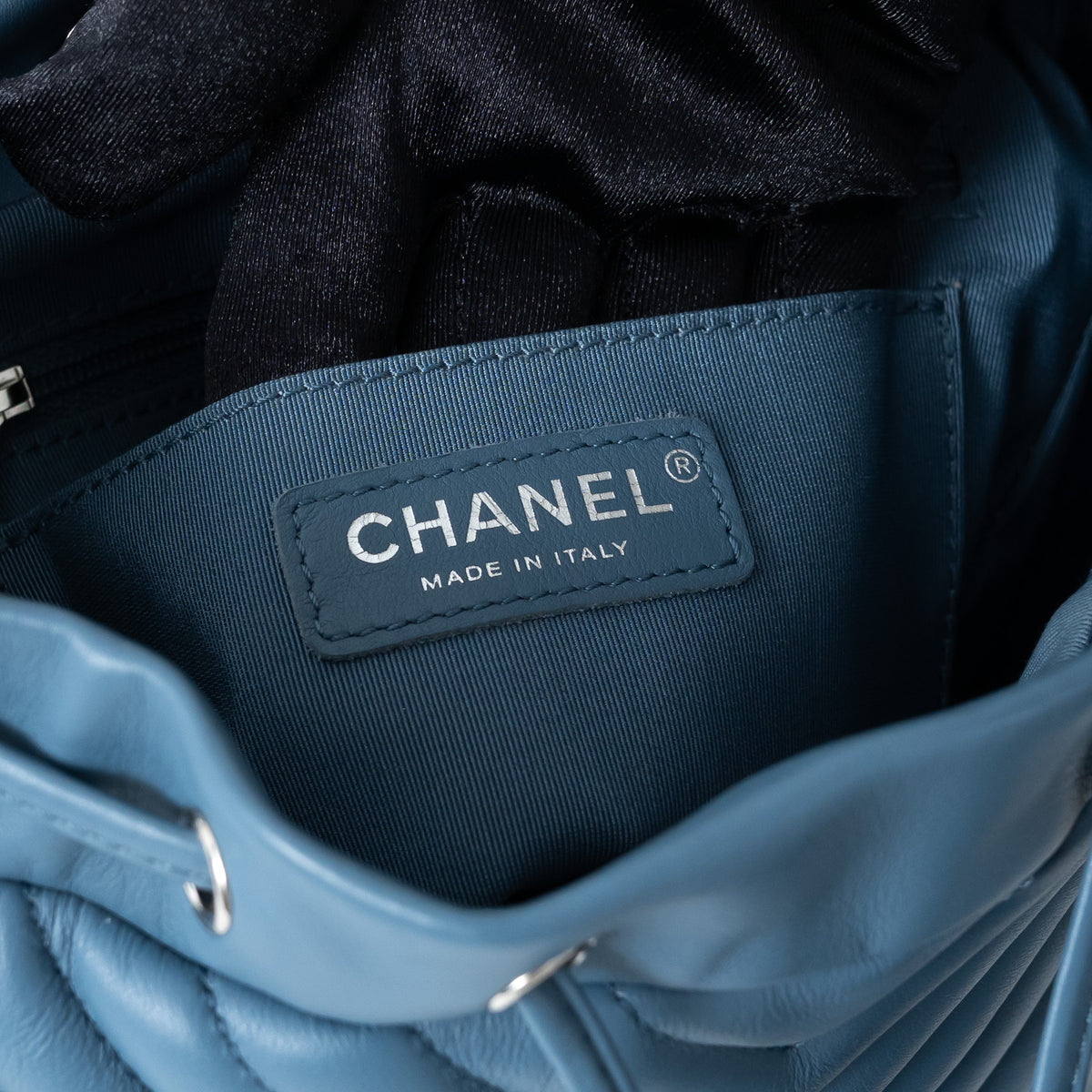 Pre-Loved Chanel ™ Blue Lambskin Leather Chevron Urban Spirit Backpack