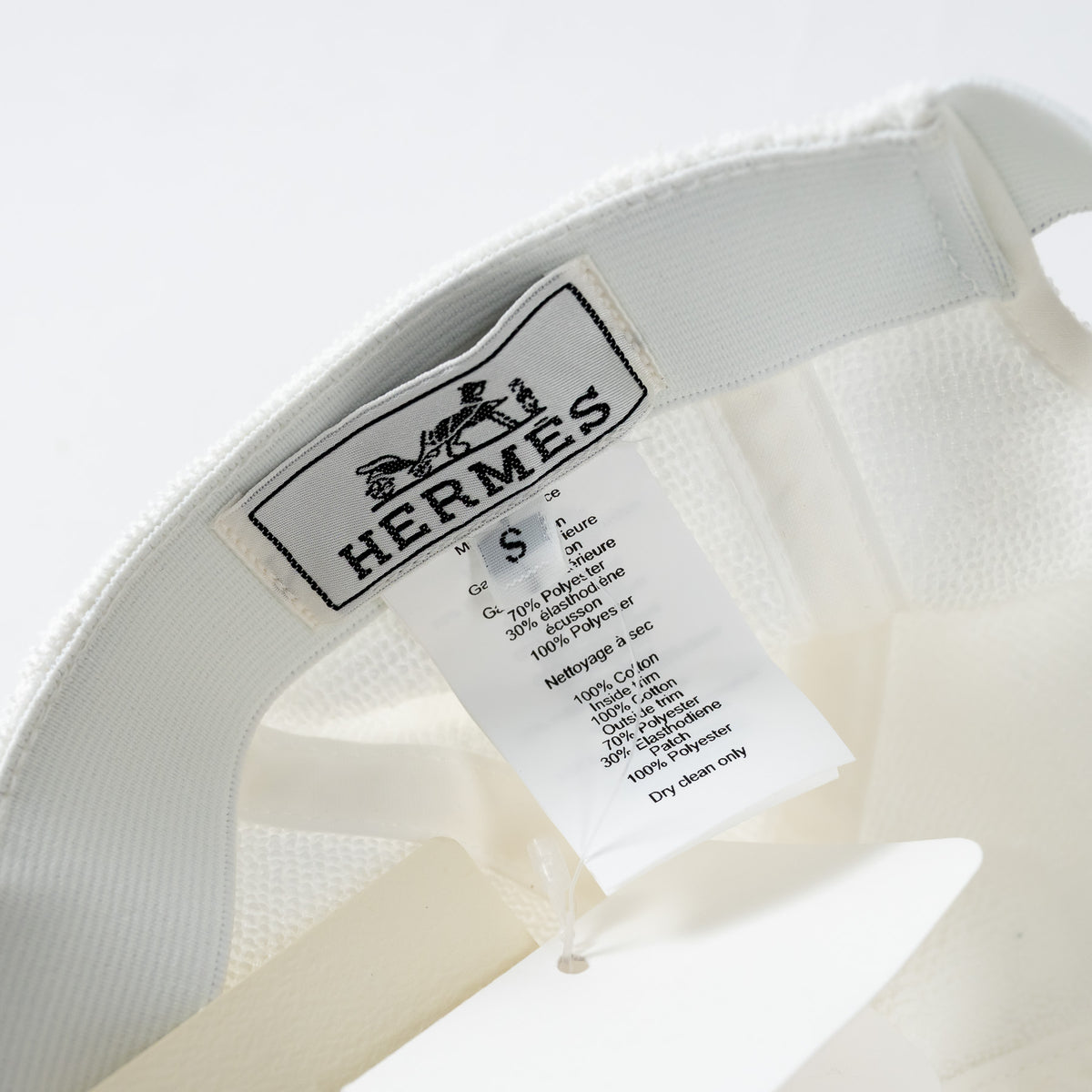 Hermes White Terrycloth Davis Cap Size S