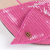 Gucci Pink Sequin Slip on Mules with Bow Size 40