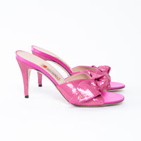 Gucci Pink Sequin Slip on Mules with Bow Size 40