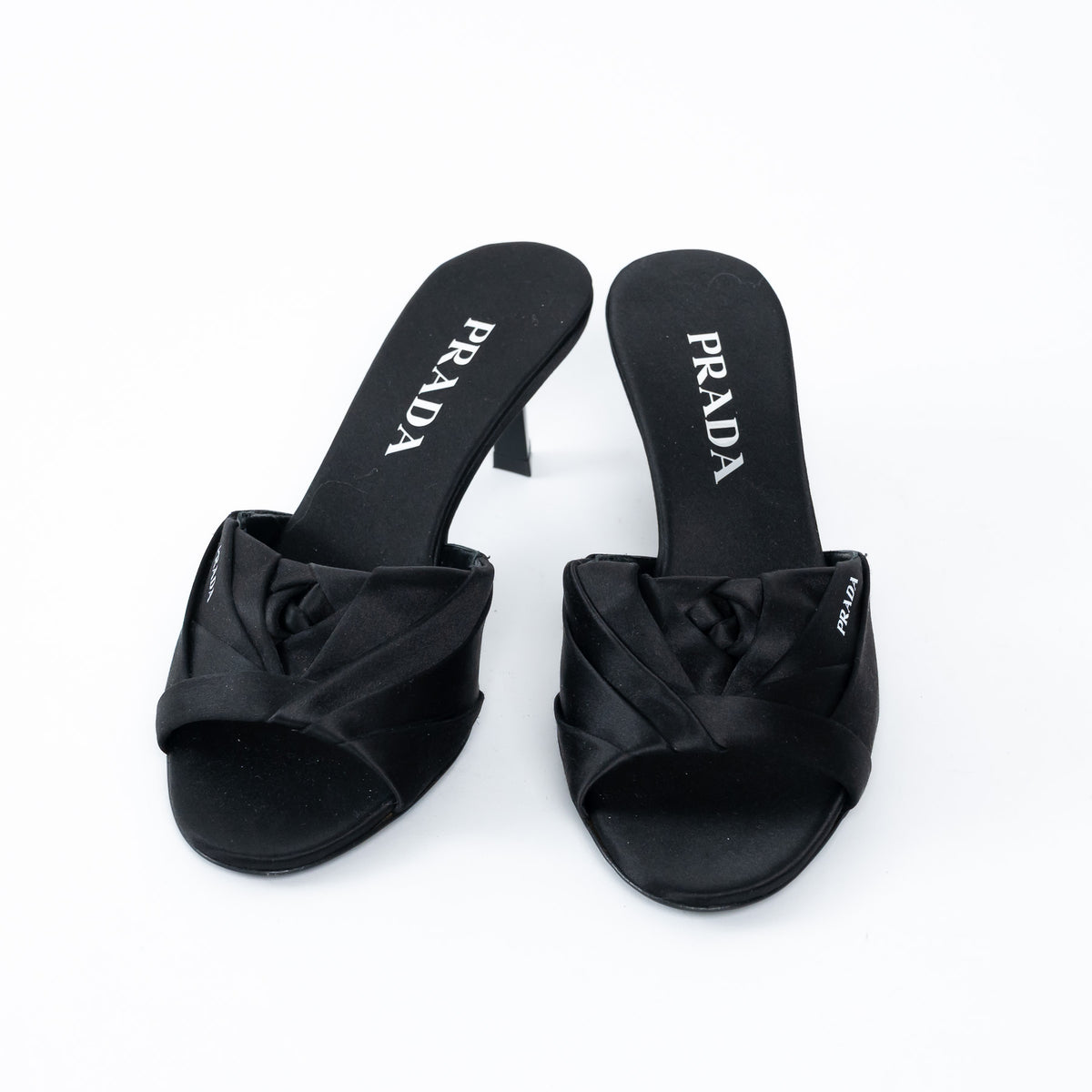 Prada Black Satin Flower Sandals Size 36.5