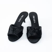 Prada Black Satin Flower Sandals Size 36.5