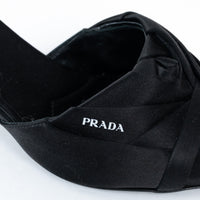 Prada Black Satin Flower Sandals Size 36.5