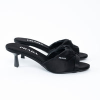 Prada Black Satin Flower Sandals Size 36.5