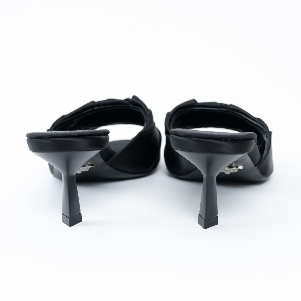 Prada Black Satin Flower Sandals Size 36.5