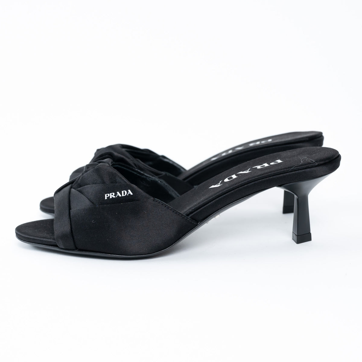 Prada Black Satin Flower Sandals Size 36.5