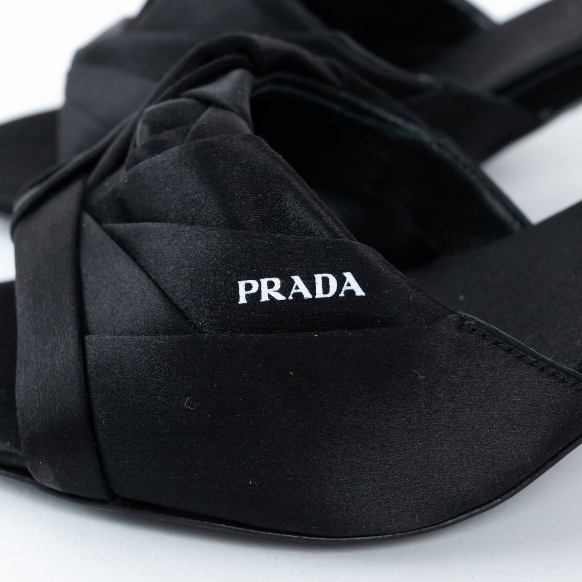 Prada Black Satin Flower Sandals Size 36.5