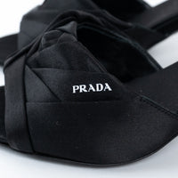 Prada Black Satin Flower Sandals Size 36.5