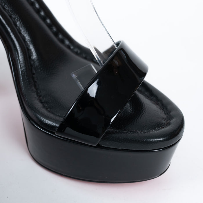 Christian Louboutin Black Patent Leather Movida Sabina Platform Sandals Size 37