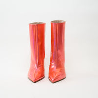 Alexandre Vauthier Coral Metallic Leather Ankle Boot Heel Size 39