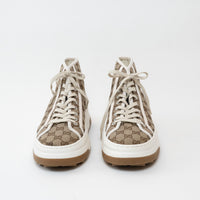 Mens Gucci GG Supreme Canvas Platform High Top Sneakers Size 44