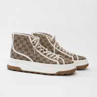 Mens Gucci GG Supreme Canvas Platform High Top Sneakers Size 44