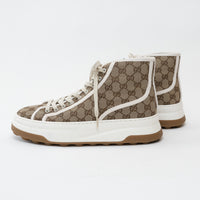 Mens Gucci GG Supreme Canvas Platform High Top Sneakers Size 44