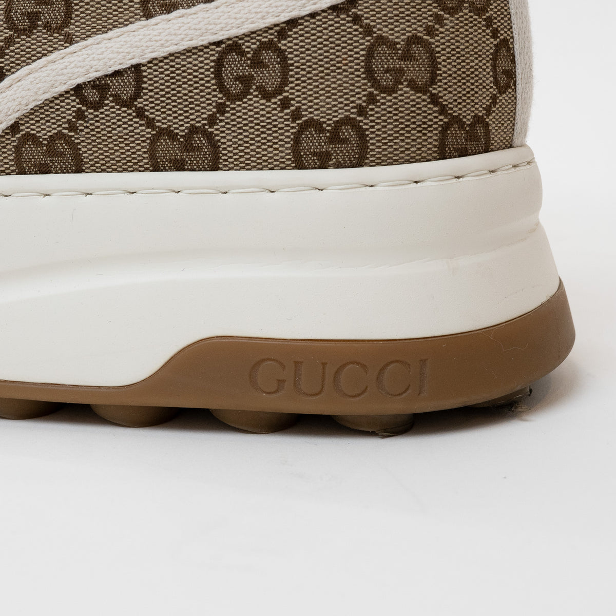 Mens Gucci GG Supreme Canvas Platform High Top Sneakers Size 44