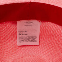 Valentino Pink Woven Straw Geometric Band Optical V Fedora