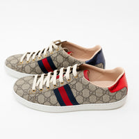 Gucci Beige GG Supreme Canvas Ace Sneakers Size 40.5
