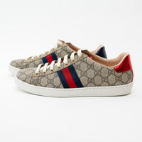 Gucci Beige GG Supreme Canvas Ace Sneakers Size 40.5