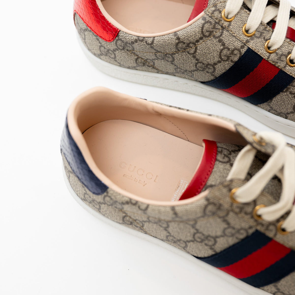 Gucci Beige GG Supreme Canvas Ace Sneakers Size 40.5