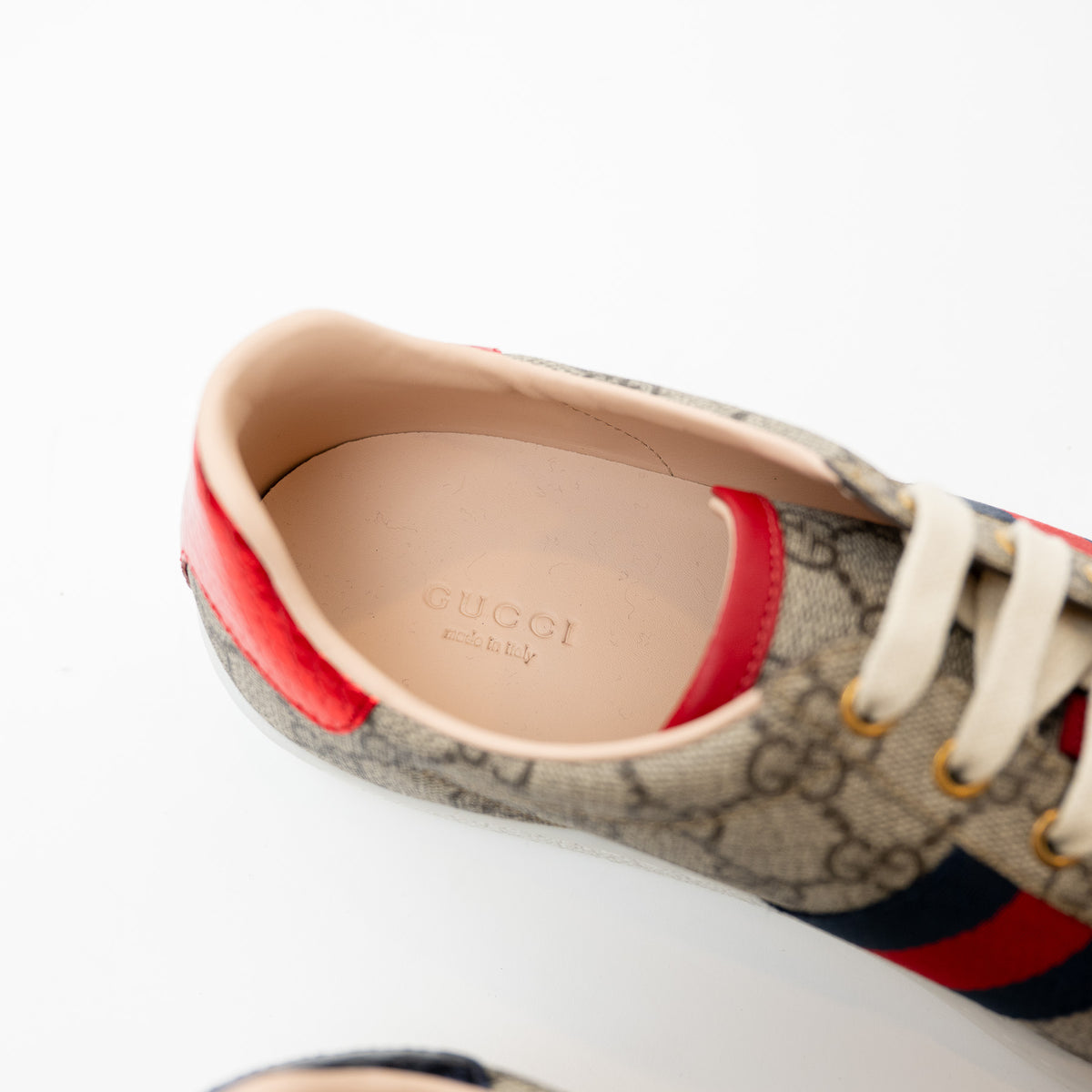 Gucci Beige GG Supreme Canvas Ace Sneakers Size 40.5