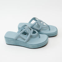 Hermes Gypsy Sandals in Veil D'eau Light Blue with Chain Motif