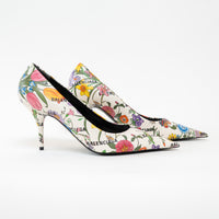 Gucci White Leather Floral Heels Size 40