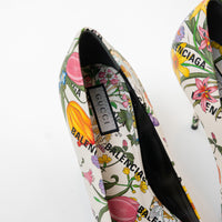 Gucci White Leather Floral Heels Size 40
