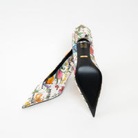 Gucci White Leather Floral Heels Size 40
