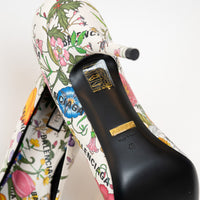 Gucci White Leather Floral Heels Size 40