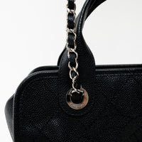Pre-Loved Chanel™ Black Pebbled Leather Bowling Bag