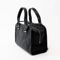 Pre-Loved Chanel™ Black Pebbled Leather Bowling Bag