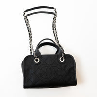 Pre-Loved Chanel™ Black Pebbled Leather Bowling Bag