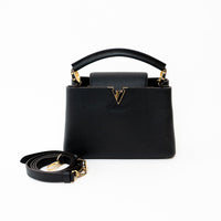 Louis Vuitton Black Grained Leather Capucines BB Handbag
