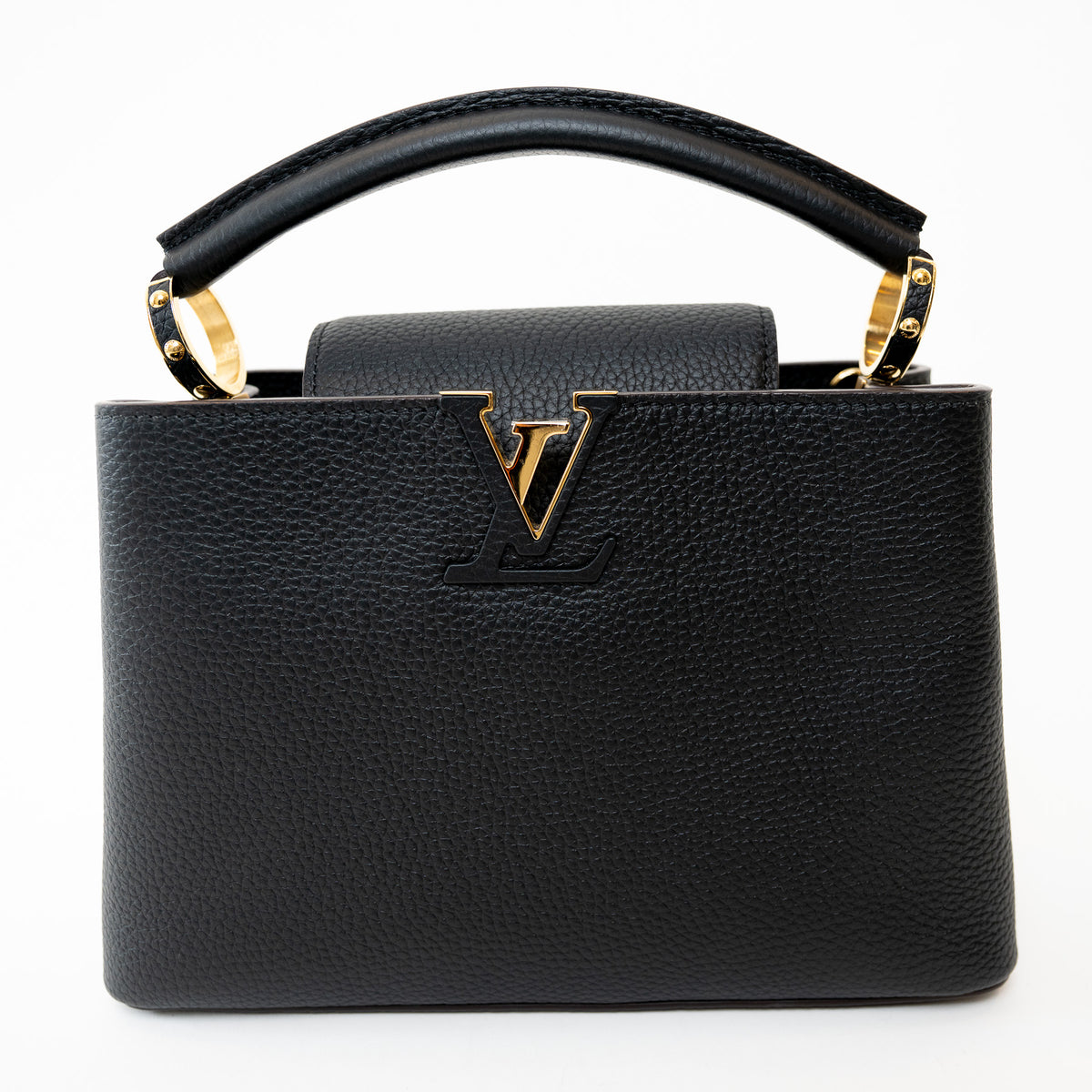 Louis Vuitton Black Grained Leather Capucines BB Handbag