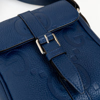 Gucci Blue Embossed GG Leather Messenger Bag