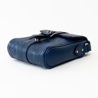 Gucci Blue Embossed GG Leather Messenger Bag