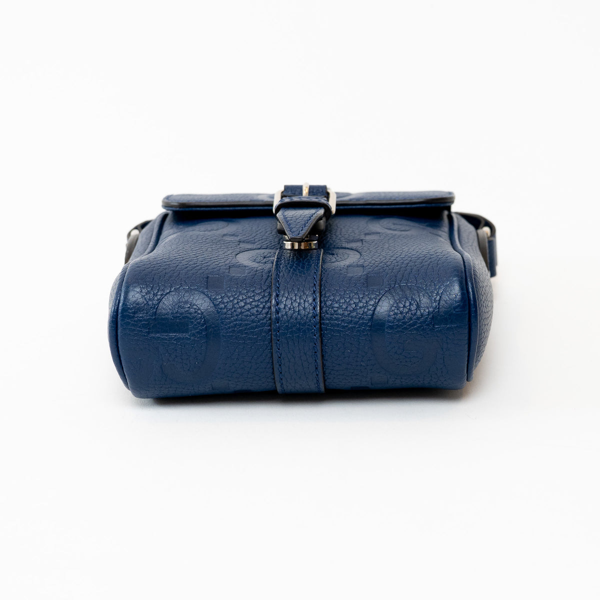 Gucci Blue Embossed GG Leather Messenger Bag